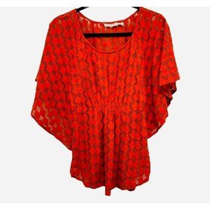 Anthropologie Red Patterned Blouse
